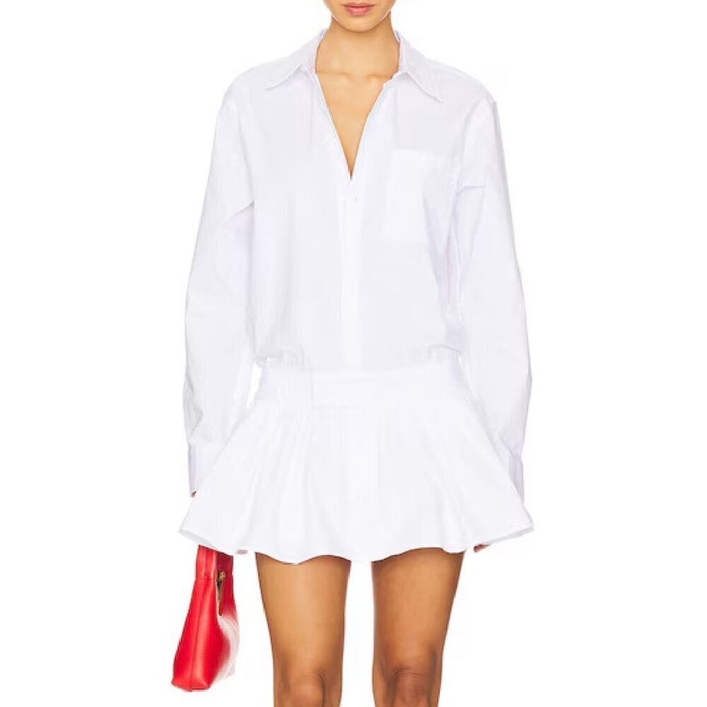 Lovers + Friends Pacey White Poplin Drop Waist Mini‎ Dress S​​